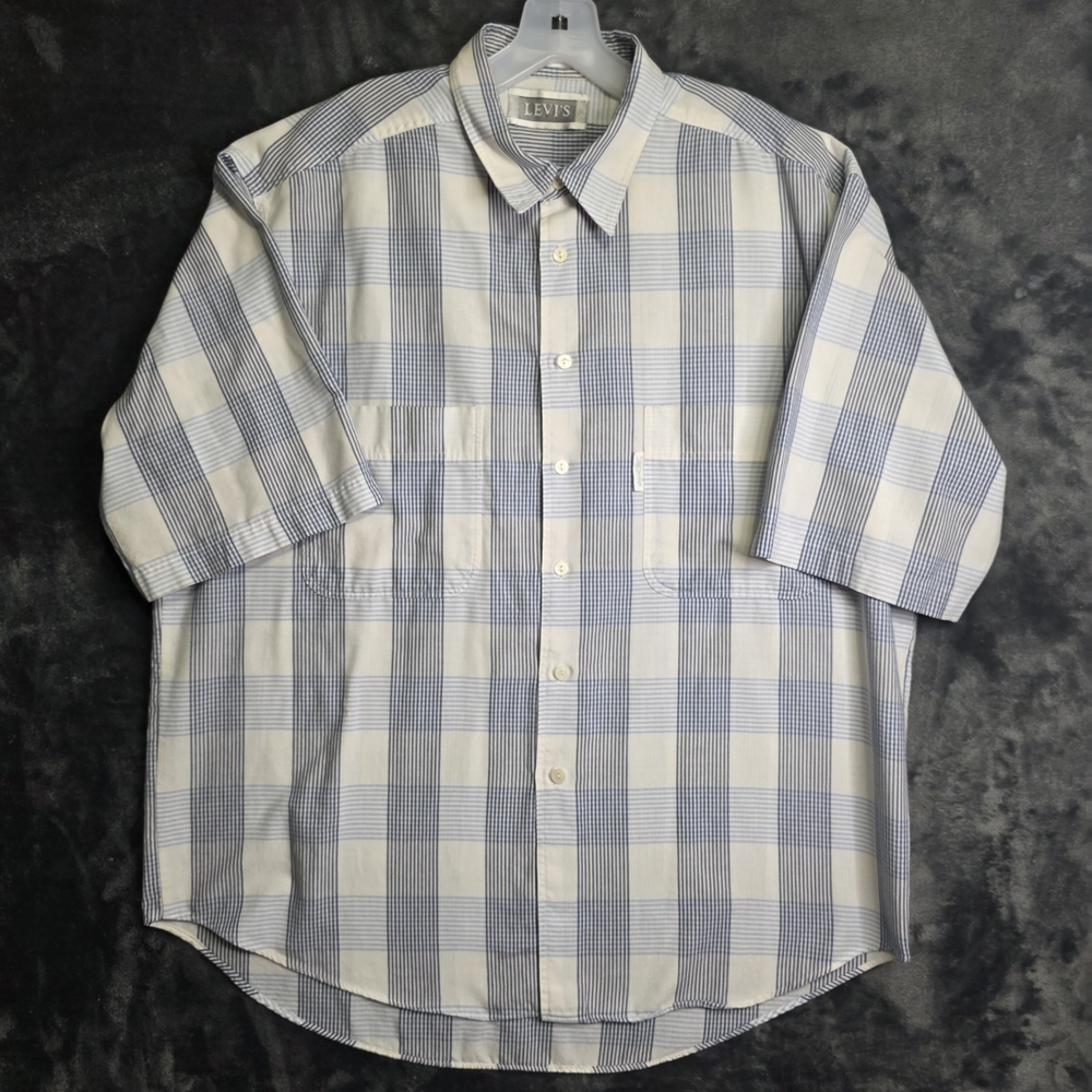 Vintage Levis Silver Label Plaid Button Down Mens Xl